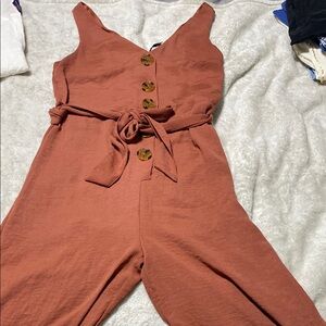Rust Jumpsuit with Button Detail